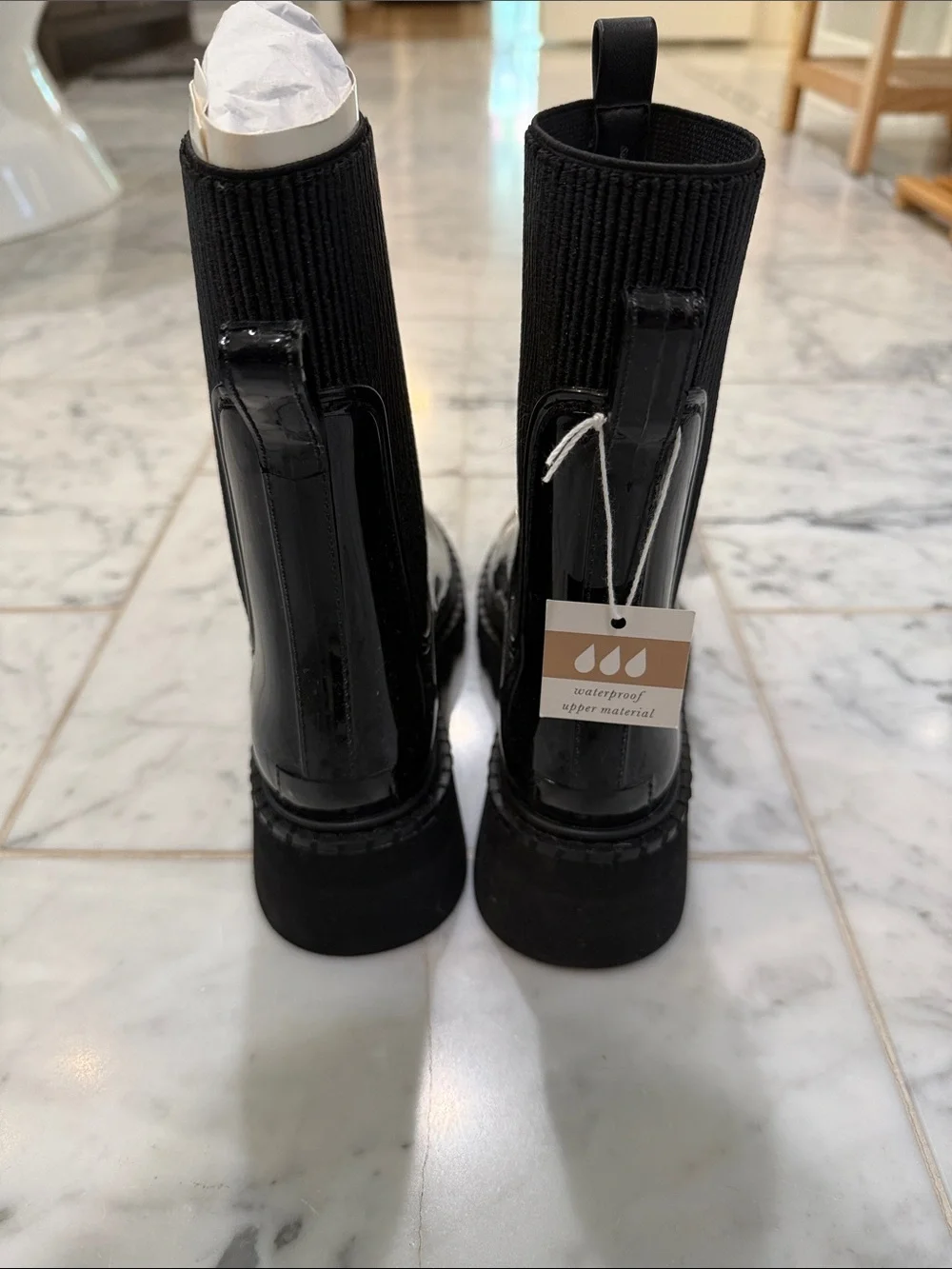 Dolce Vita Black Patent Chelsea Rain Boots